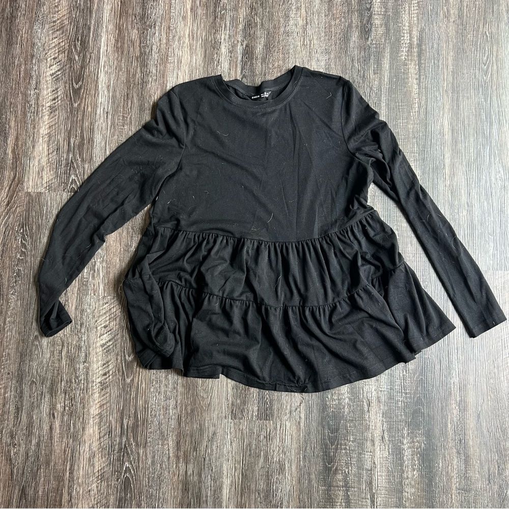 shein black long sleeve maternity shirt - size medium